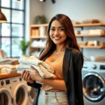 Hanni sedang melipat handuk di KL Malaysia