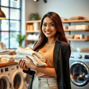 Hanni sedang melipat handuk di KL Malaysia